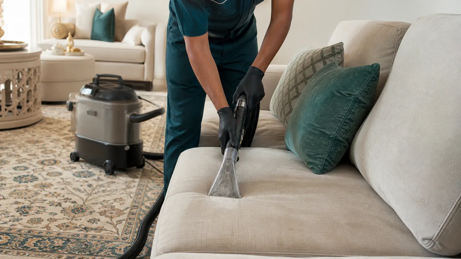 Sofa cleaning service example for Al Wurud Riyadh